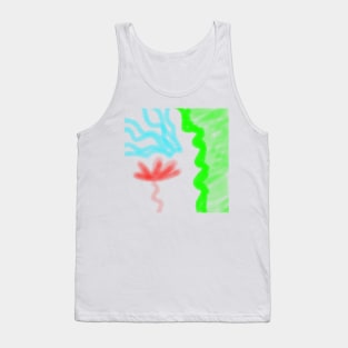 Green red orange watercolor abstract art Tank Top